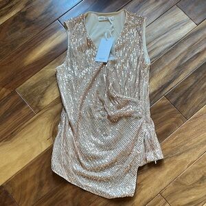Chic Sequin Sleeveless Top - Gold